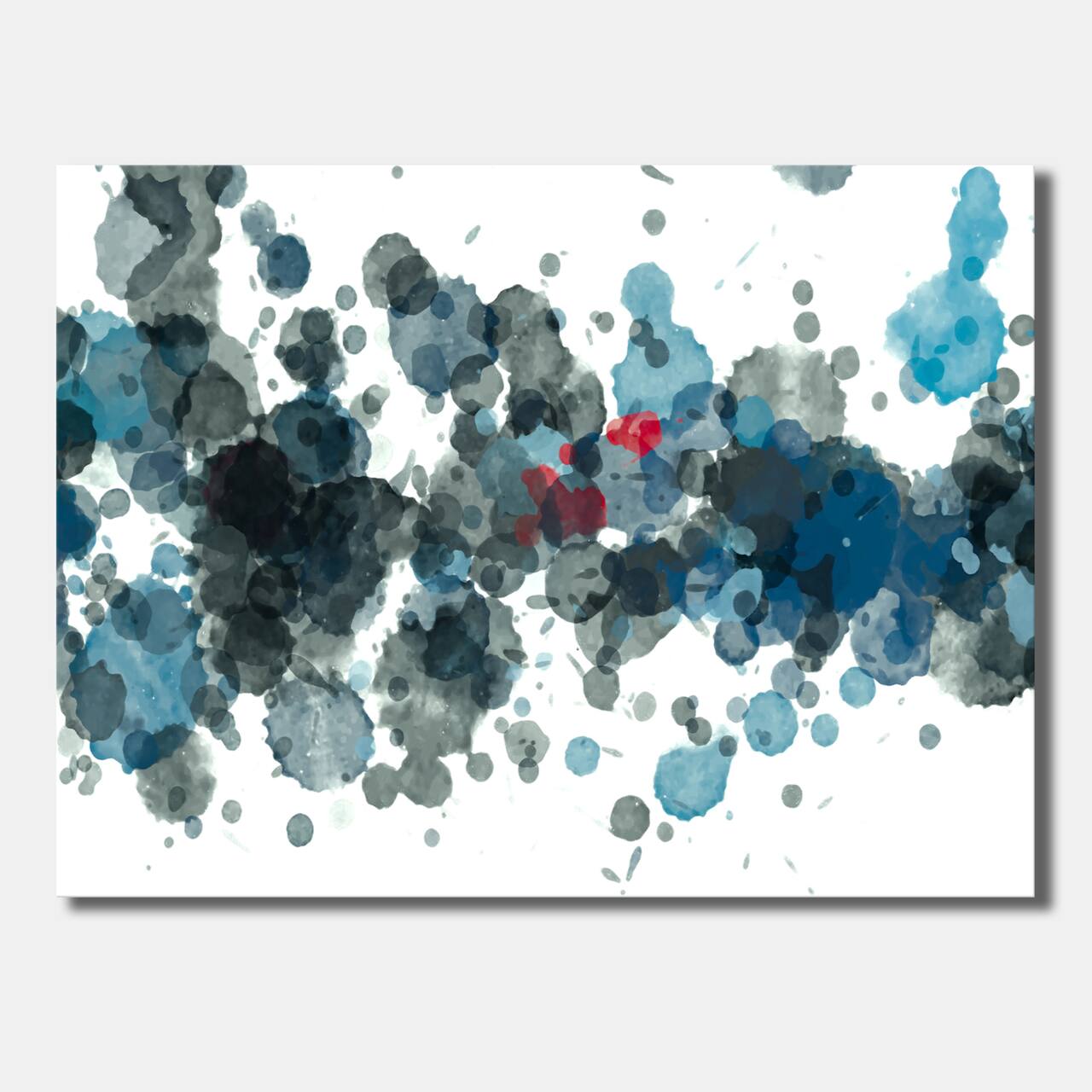 Designart - Explosion Of Oil Paint In Drops Of Black And Blue - Modern Canvas Wall Art Print